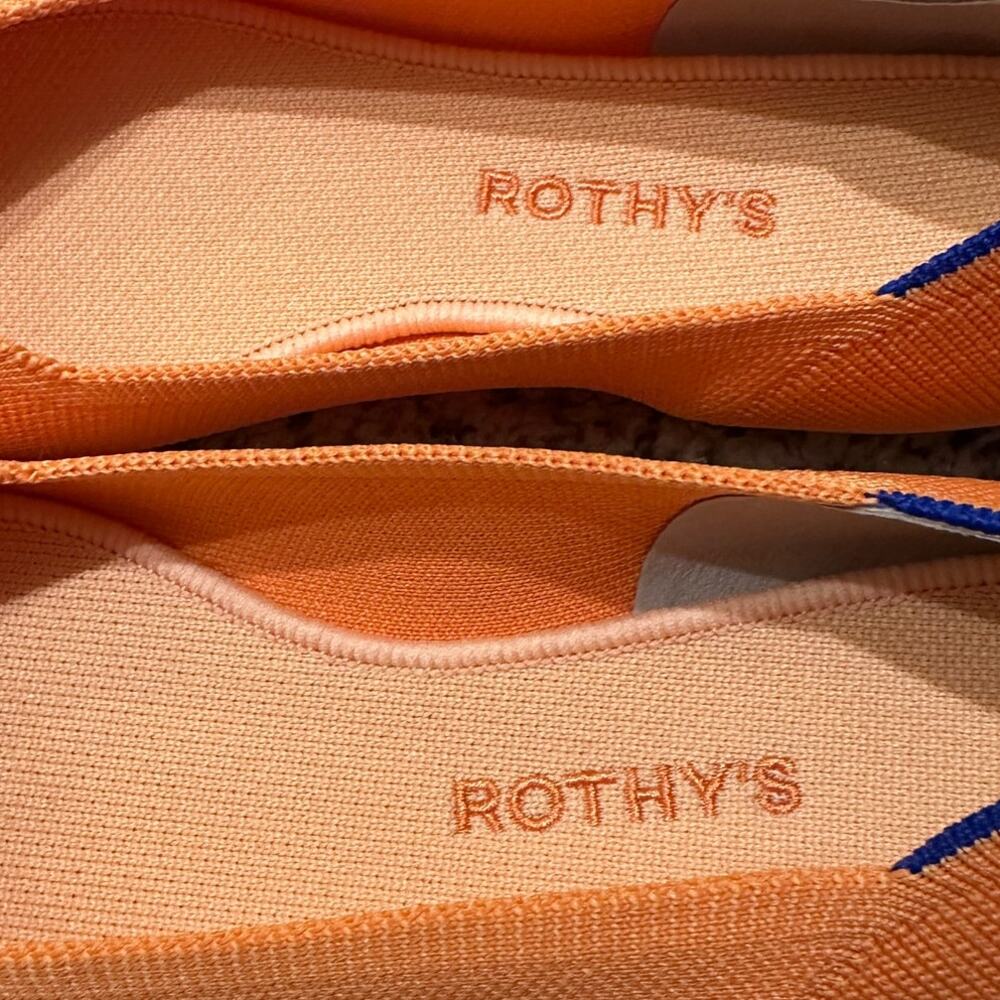 Rothy’s The Point Flats Vibrant Orange Persimmon Balletcore Comfort Minimalist 9 - Picture 4 of 7